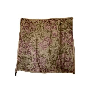 Ralph Lauren Silk Scarf Purple Olive Green Paisley Floral Square Made in Japan